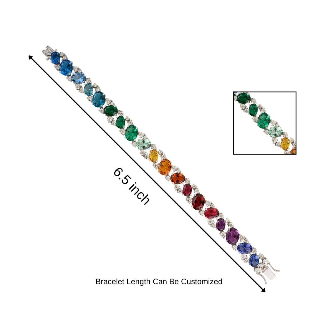 Silvorra Pulsera de Tenis de Plata de Ley 925 con Circonitas Cúbicas Multicolor en Nuevo estado para la venta en New York, NY