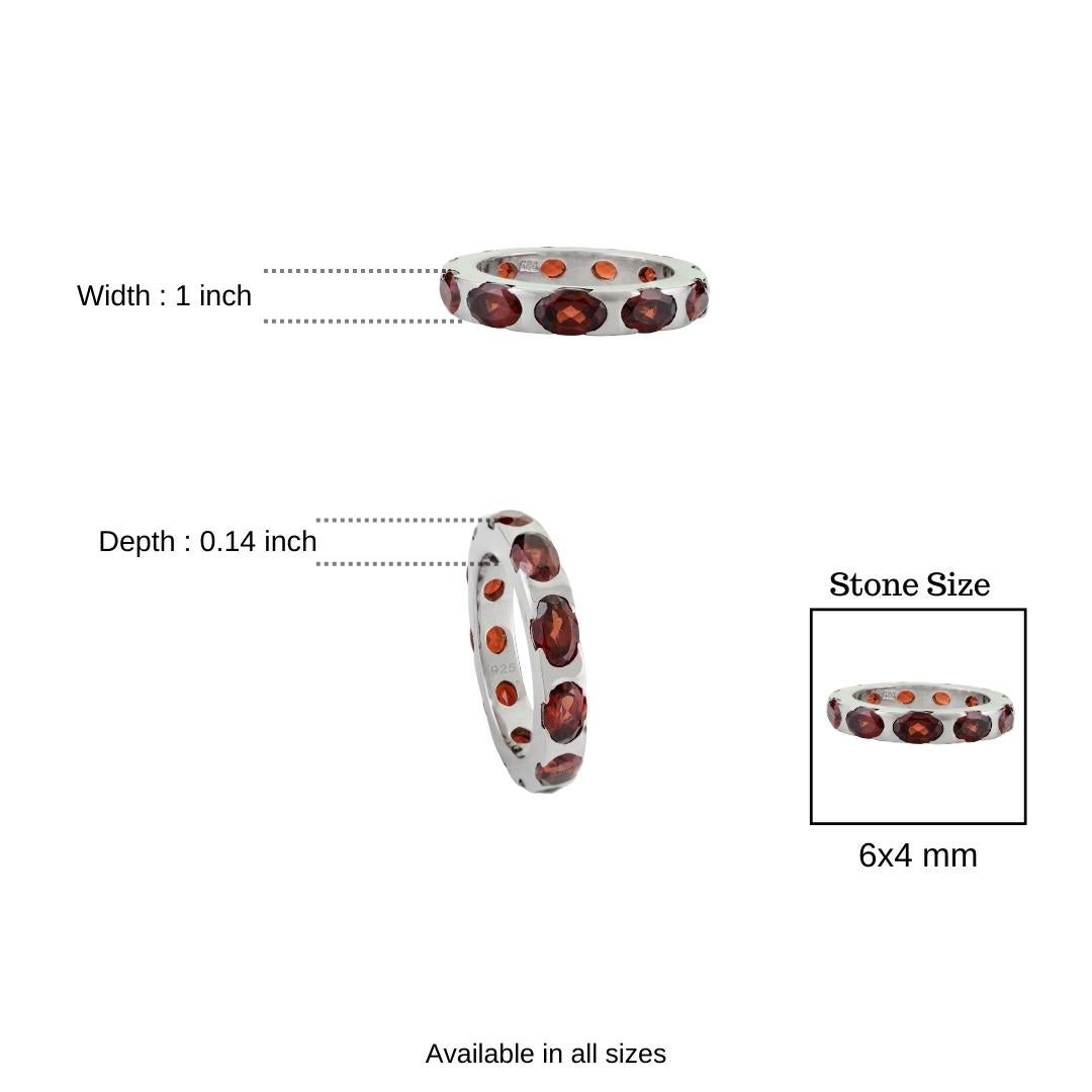 in vendita:  Anello a fascia per l'eternità in argento Sterling 925 con granato rosso intenso Nature 6.05 Ct 10