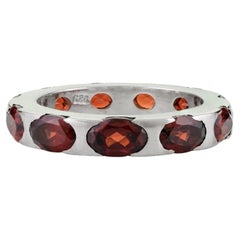 Silvorra 925 Sterling Silver Natural Deep Red Garnet 6.05 Ct Eternity Band Ring
