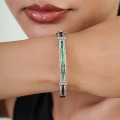 Bracciale con diamanti e smeraldo naturale in argento Sterling 925 Silvorra