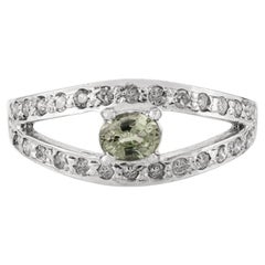 Anello Silvorra in argento 925 con tormalina verde taglio ovale e diamanti