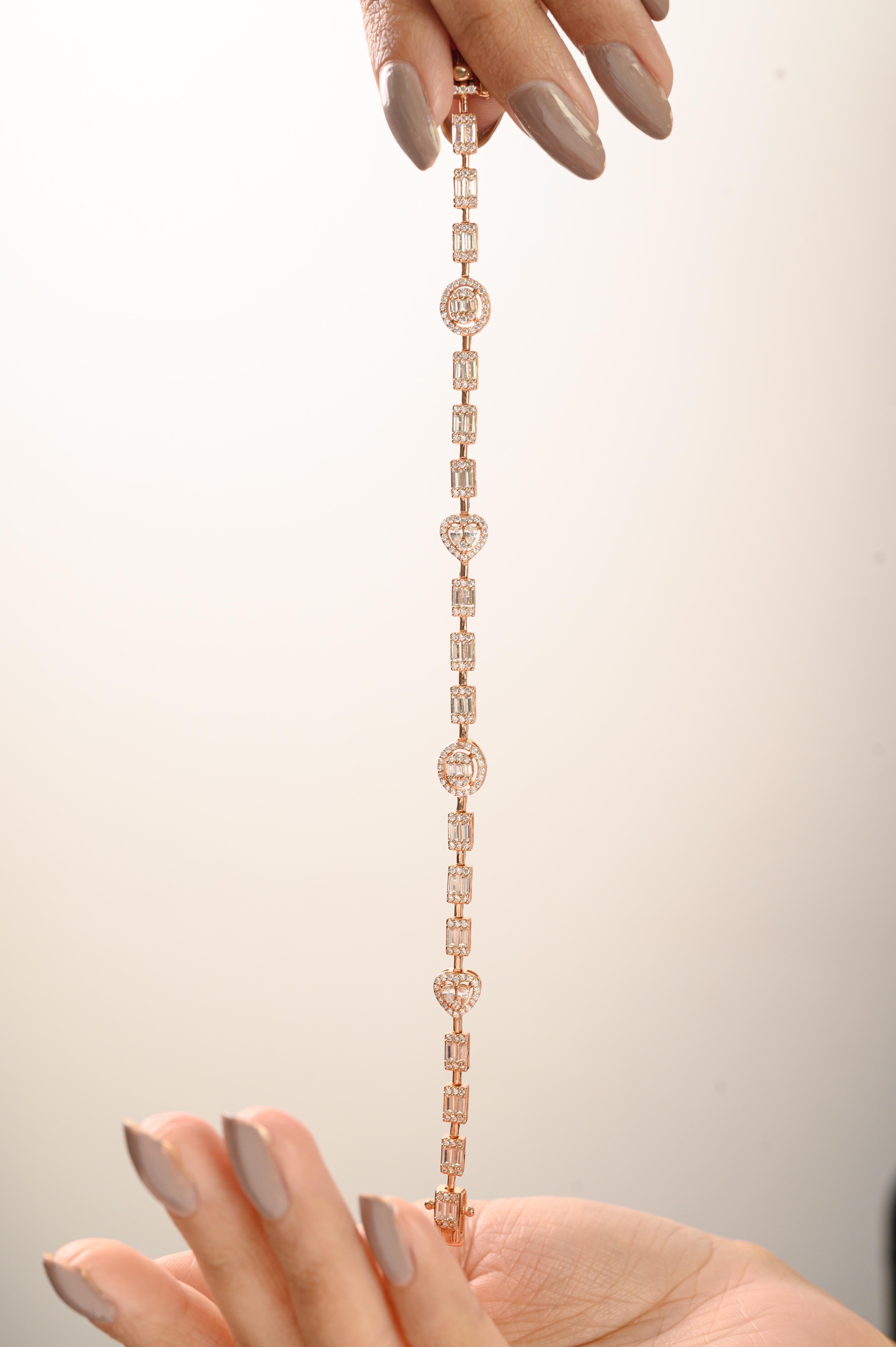 Silvorra Pulsera de Tenis de Plata de Ley 925 y Oro Rosa con Circonitas Cúbicas de Corte Mixto en venta 1