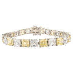 Silvorra 925 Sterling Silver Tennis Bracelet with Yellow & White Cubic Zirconia