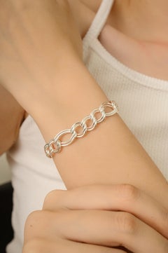 Silvorra 925 Sterling Silver Twisted Curb Chain Linked Unisex Modern Bracelet