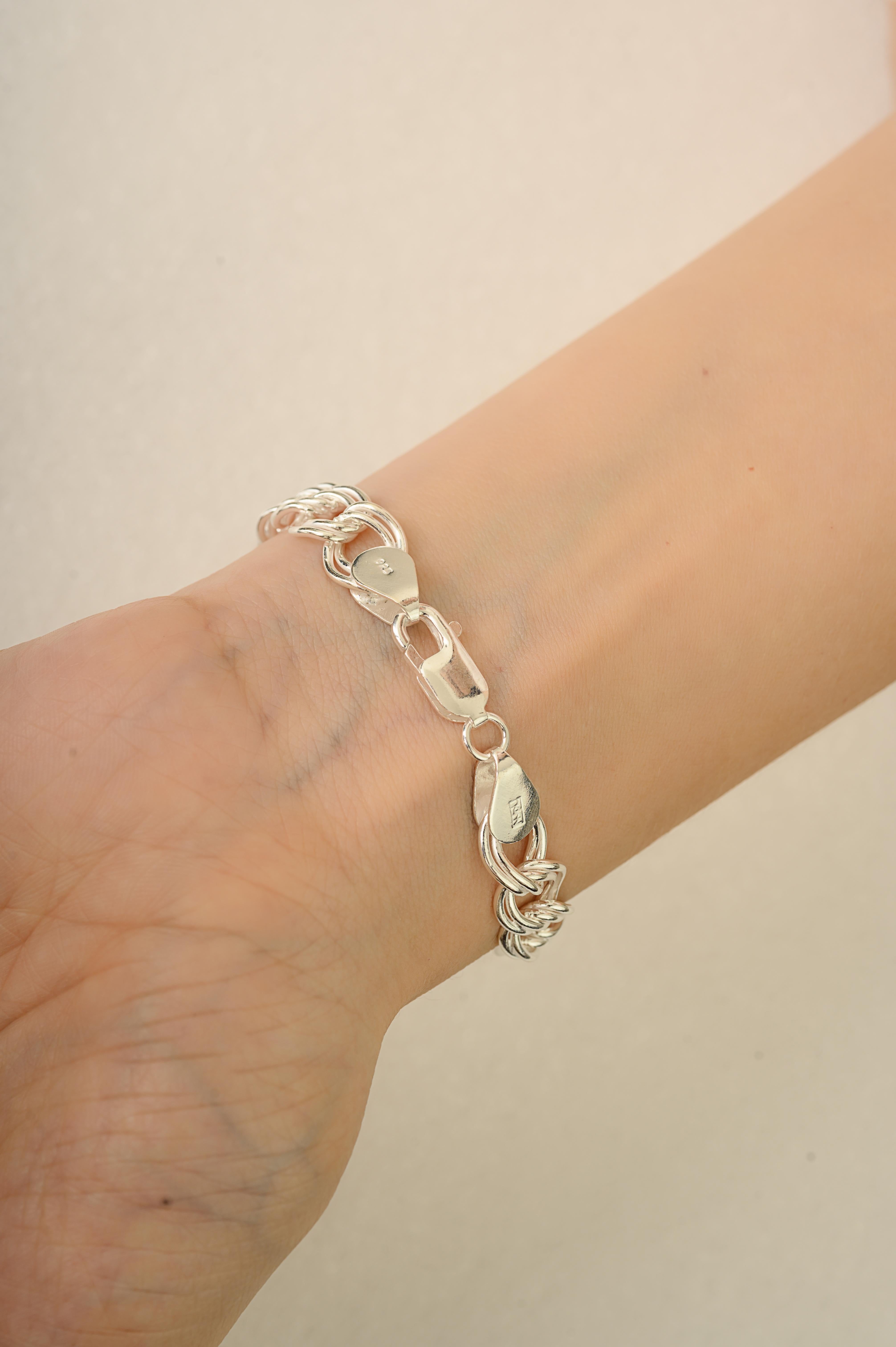Bracciale moderno unisex con catena ritorta in argento 925 A. Silver In condizioni Nuovo in vendita a New York, NY