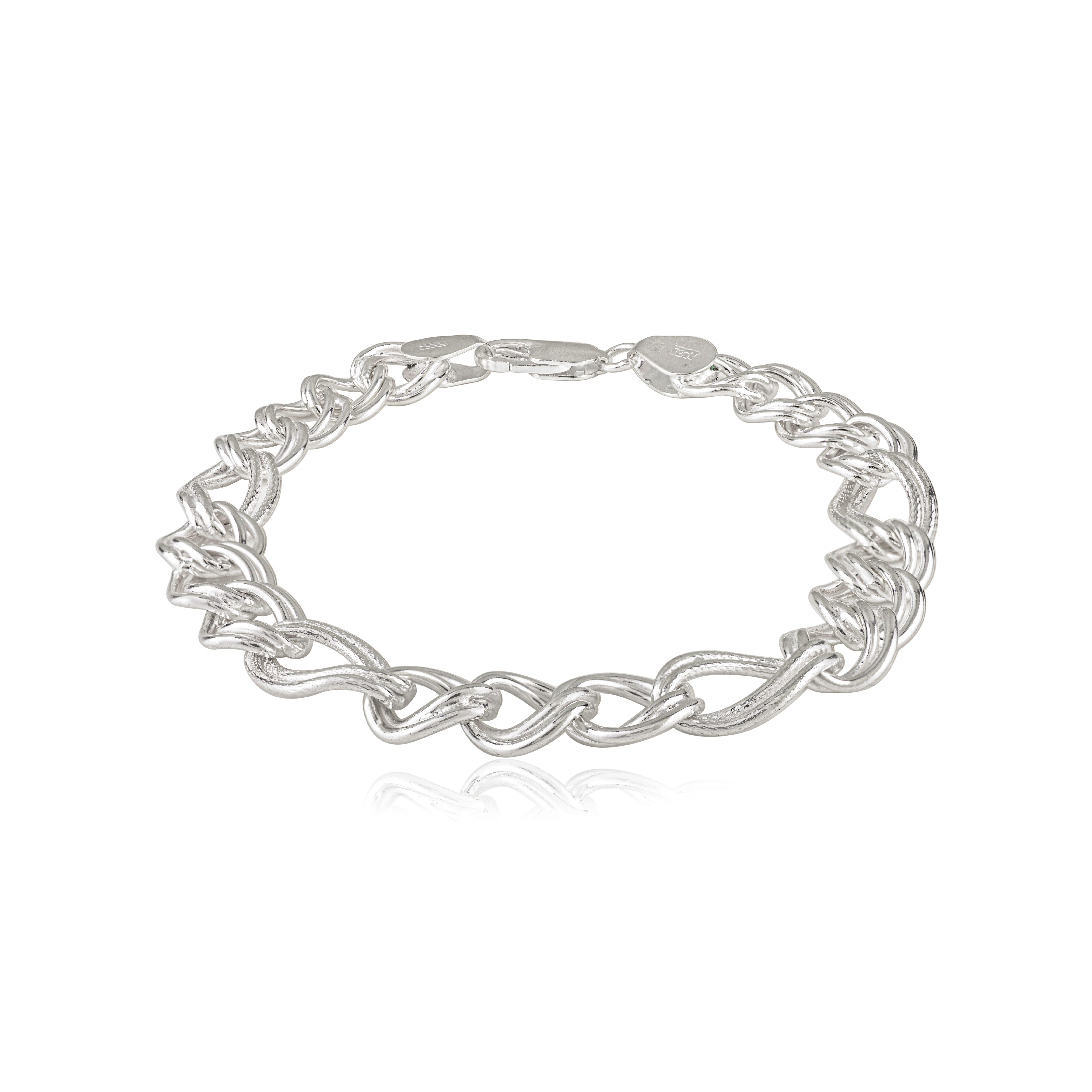 da uomo o donna Bracciale moderno unisex con catena ritorta in argento 925 A. Silver in vendita