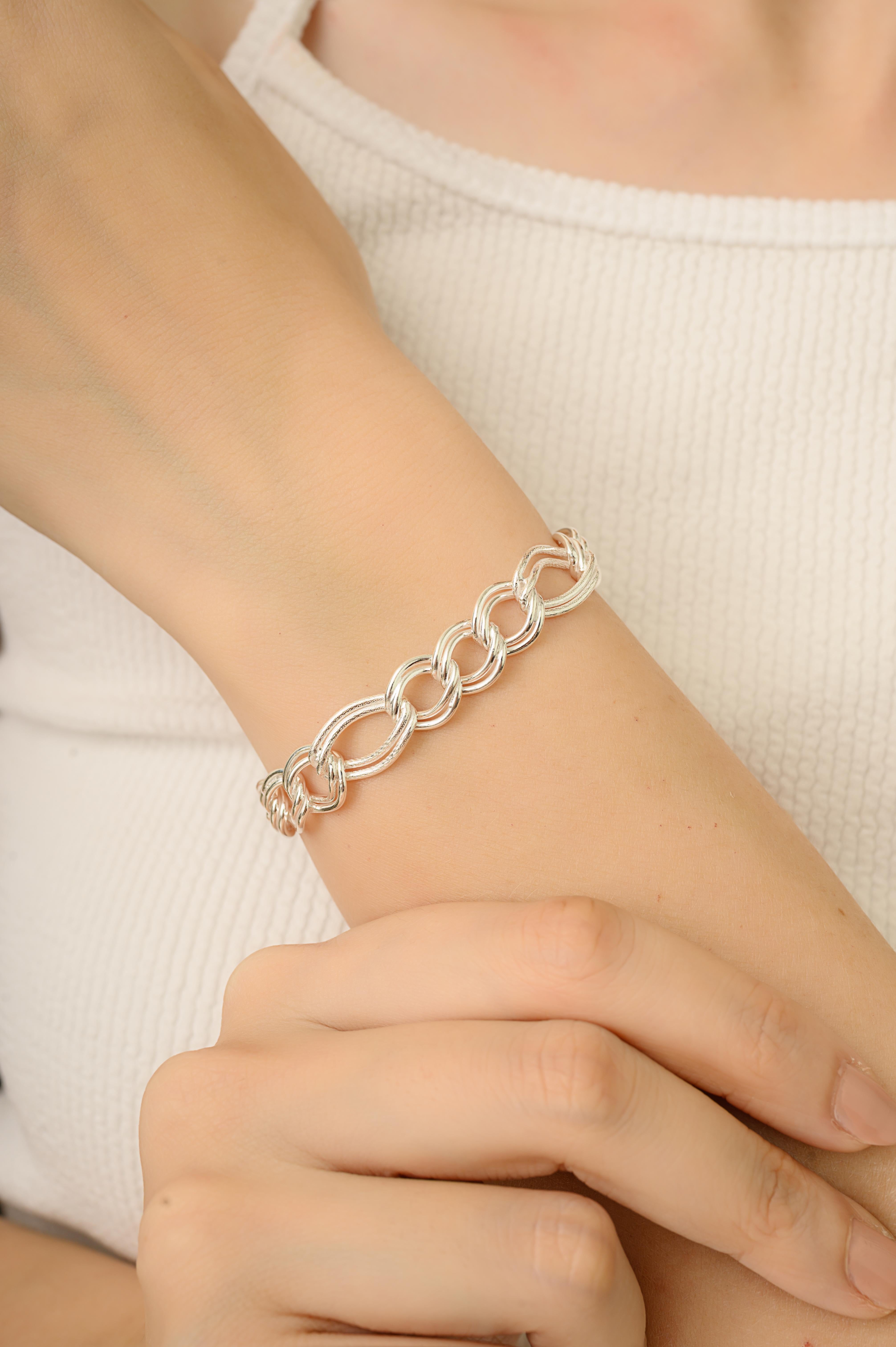 Bracciale moderno unisex con catena ritorta in argento 925 A. Silver in vendita 3