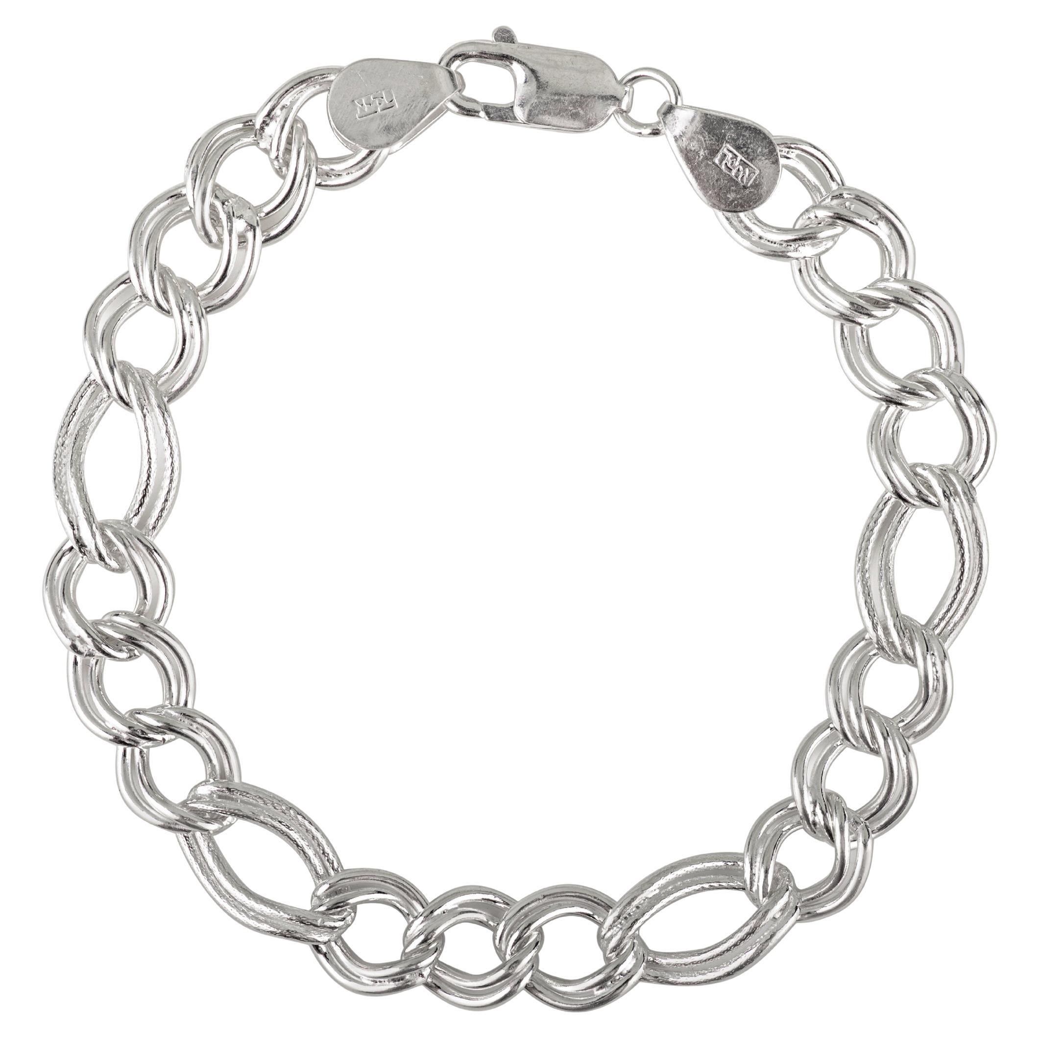 Silvorra Plata de Ley 925 Cadena de eslabones trenzada Pulsera moderna unisex