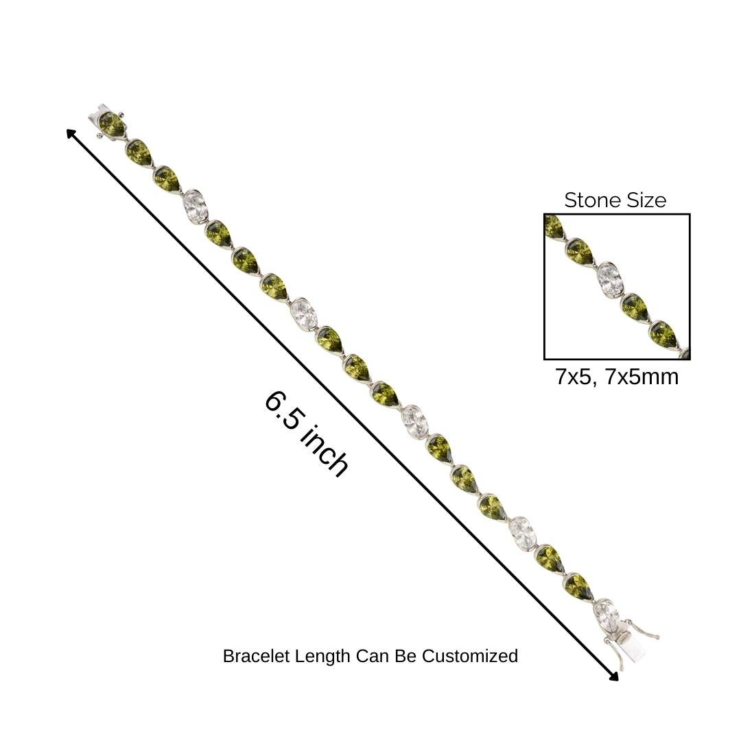 Bracciale Tennis Silvorra 925 in argento sterling bicolore verde e bianco con zircone cubico in vendita 5