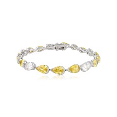 Silvorra 925 Sterling Silver Yellow & White Cubic Zirconia Tennis Bracelet