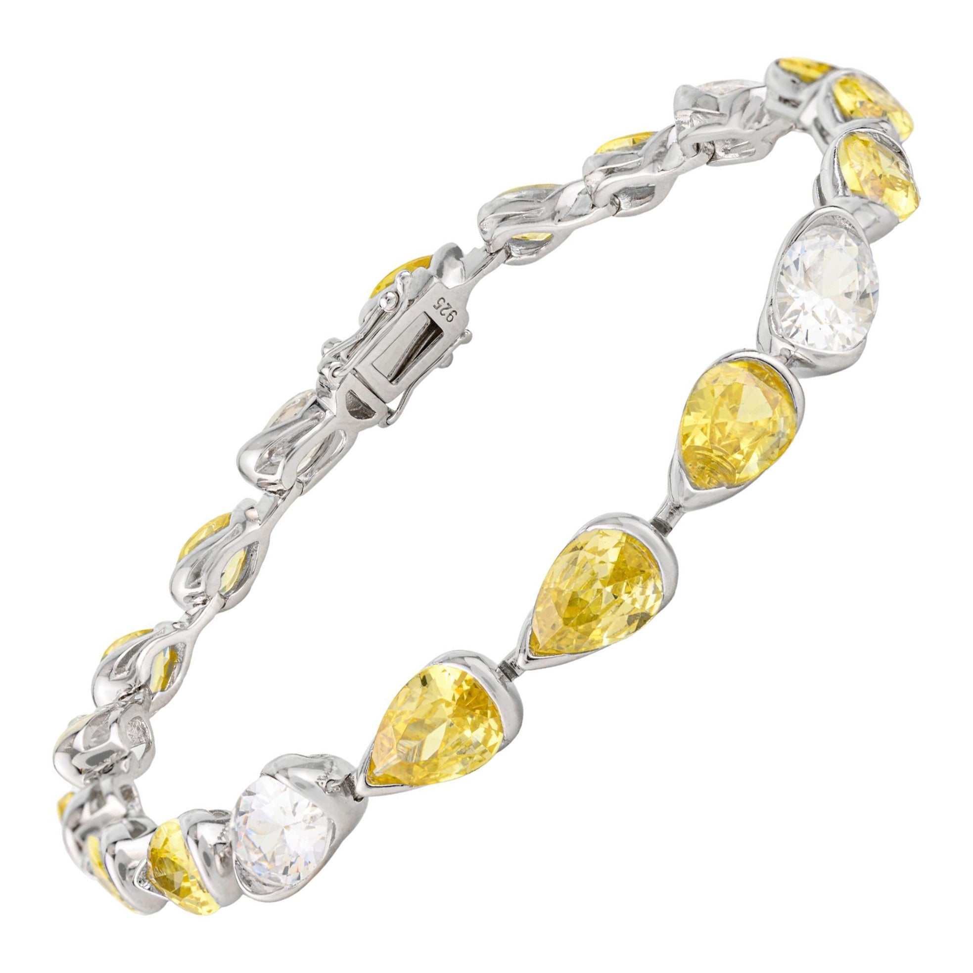Silvorra 925 Sterling Silber Gelb & Weiß Cubic Zirkonia Tennis Armband