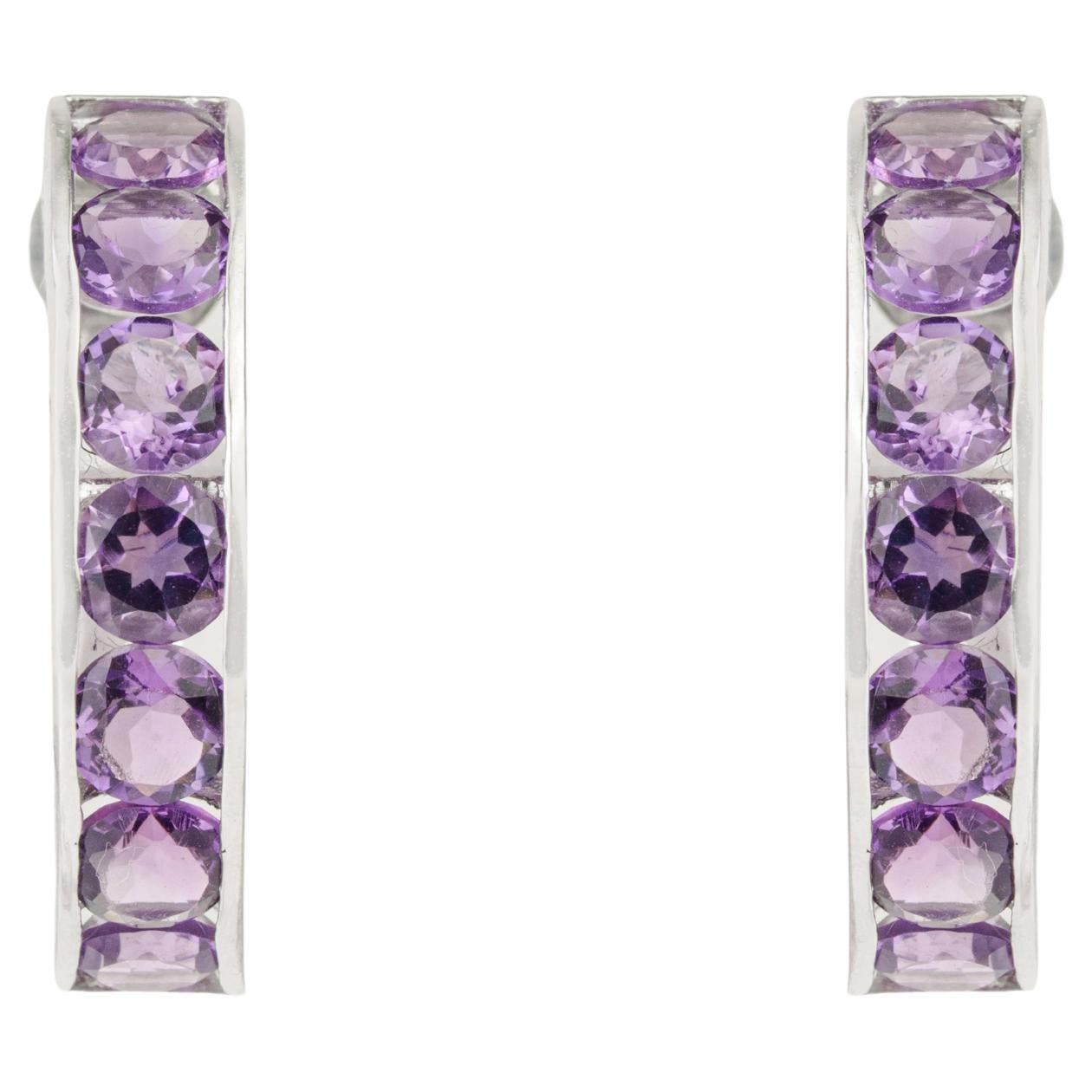 Silvorra Amethyst February Birthstone Earrings in 925 Sterling Silver for Her
