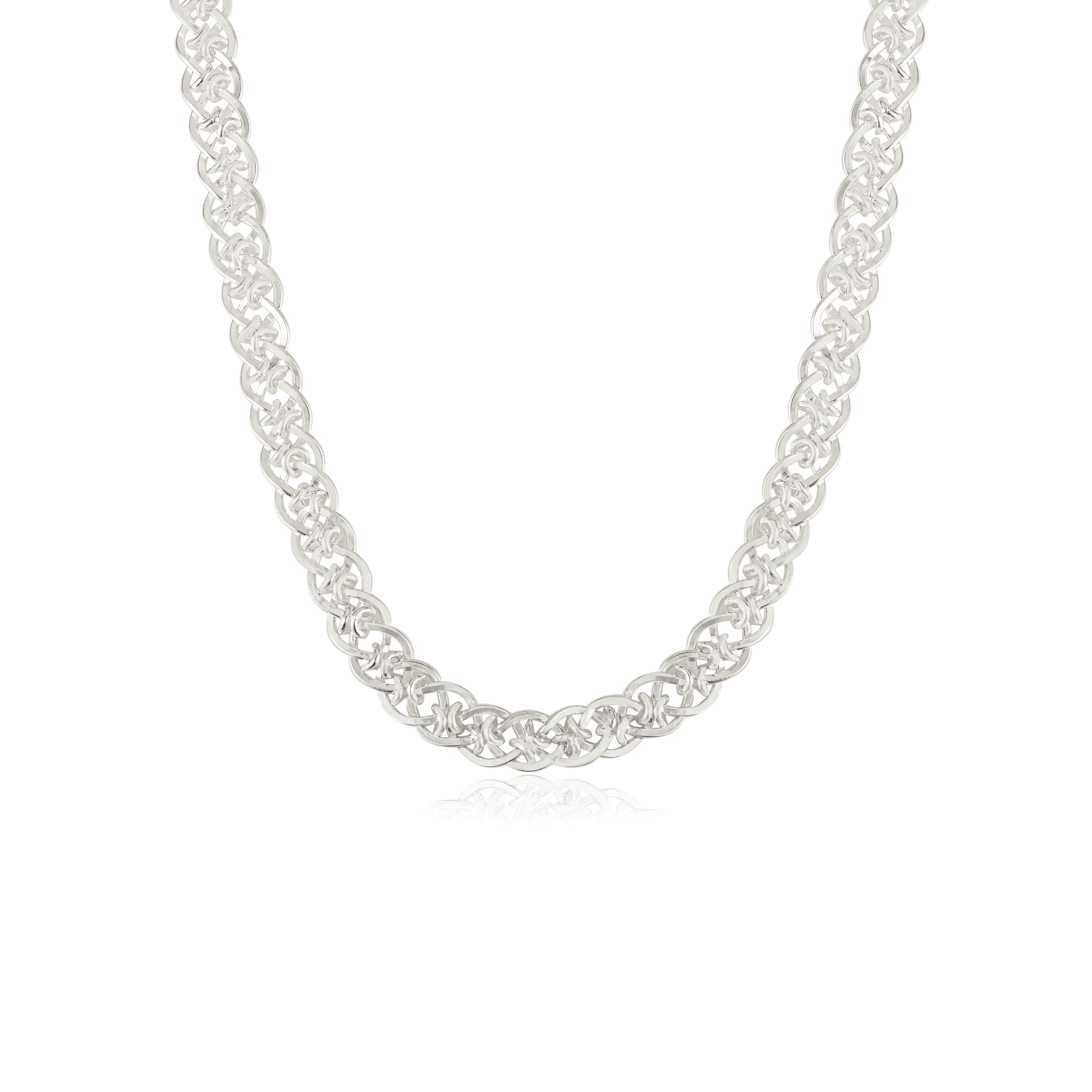 da uomo o donna Silvorra Art Deco 925 Argento massiccio A Link 21 pollici Collana per lei in vendita