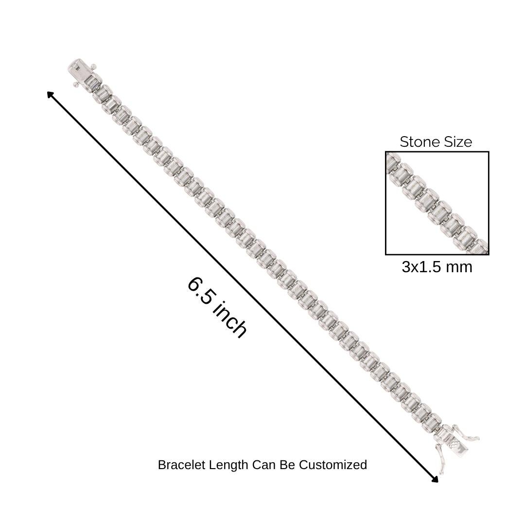 Silvorra Art Decó Circonita talla baguette de plata de ley 925 Brazalete de tenis en venta 4