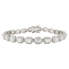 Bracciale Tennis Silvorra Art Deco con Cubic Zirconia Bianca Sfaccettata in Argento 925