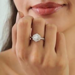 Silvorra Art-Déco-inspirierter Moissanit-Solitärring mit sechseckigem Halo aus 925er Silber