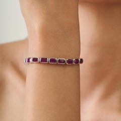 Silvorra Art Deco inspiriert Rubin Oktagon Schliff Tennisarmband in 925 Silber Geschenk