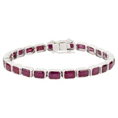 Silvorra Art Deco inspiriert Rubin Oktagon Schliff Tennisarmband in 925 Silber Geschenk