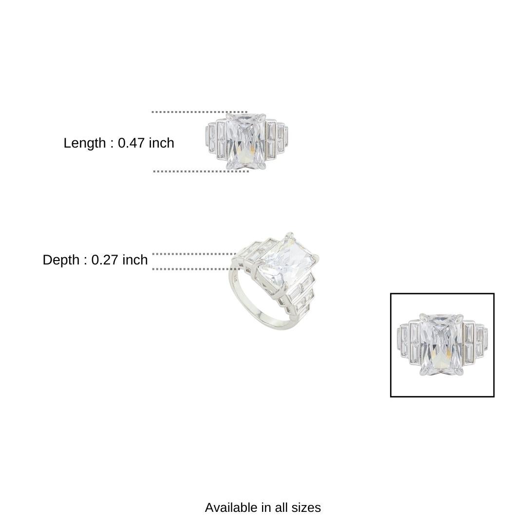 in vendita:  Anello Silvorra Art Deco con zirconi taglio radiante e baguette in argento 925 10