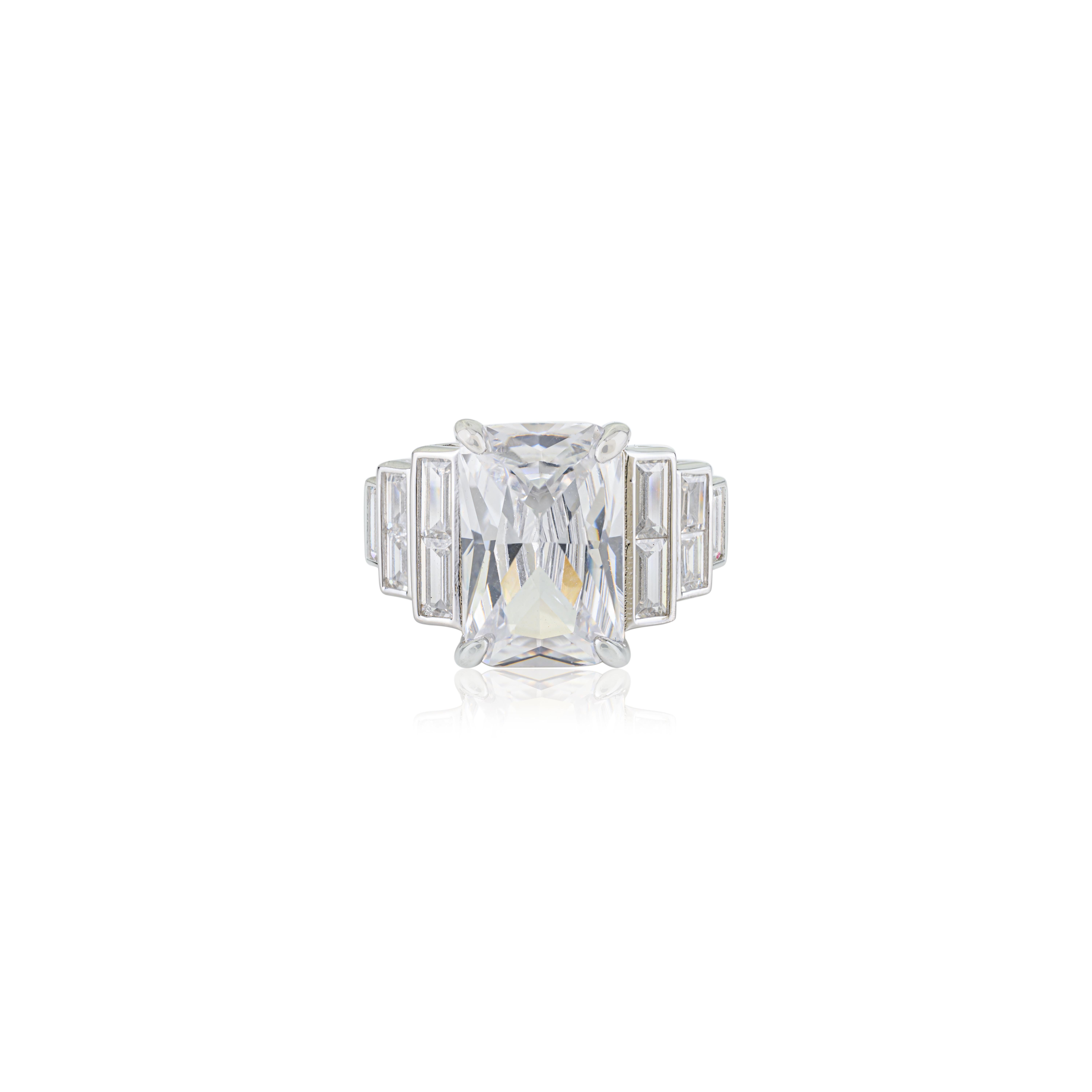 in vendita:  Anello Silvorra Art Deco con zirconi taglio radiante e baguette in argento 925 2