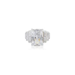 Silvorra Art Deco Radiant & Baguette Cut Cubic Zirconia Ring in 925 Silver