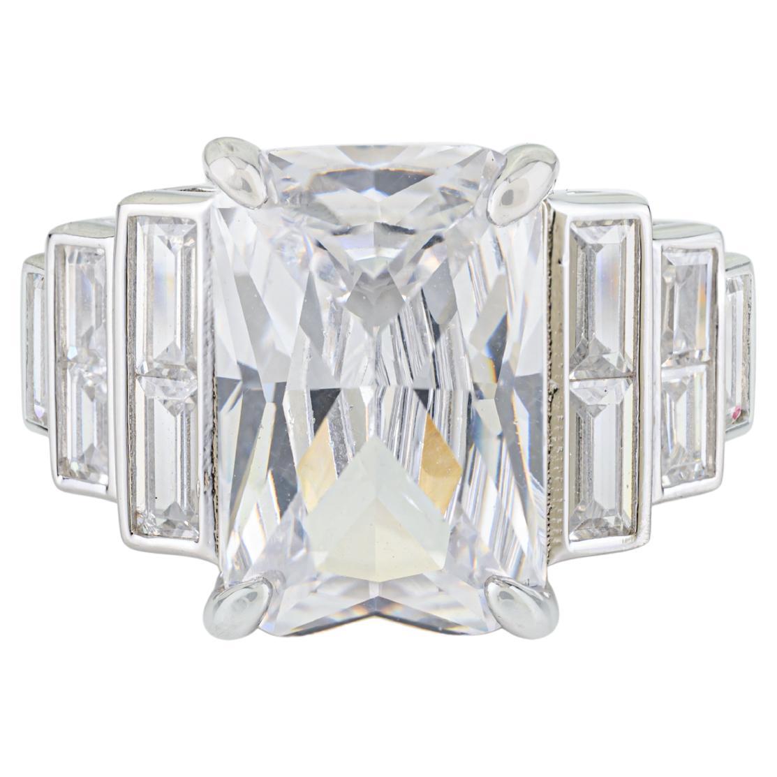 in vendita:  Anello Silvorra Art Deco con zirconi taglio radiante e baguette in argento 925