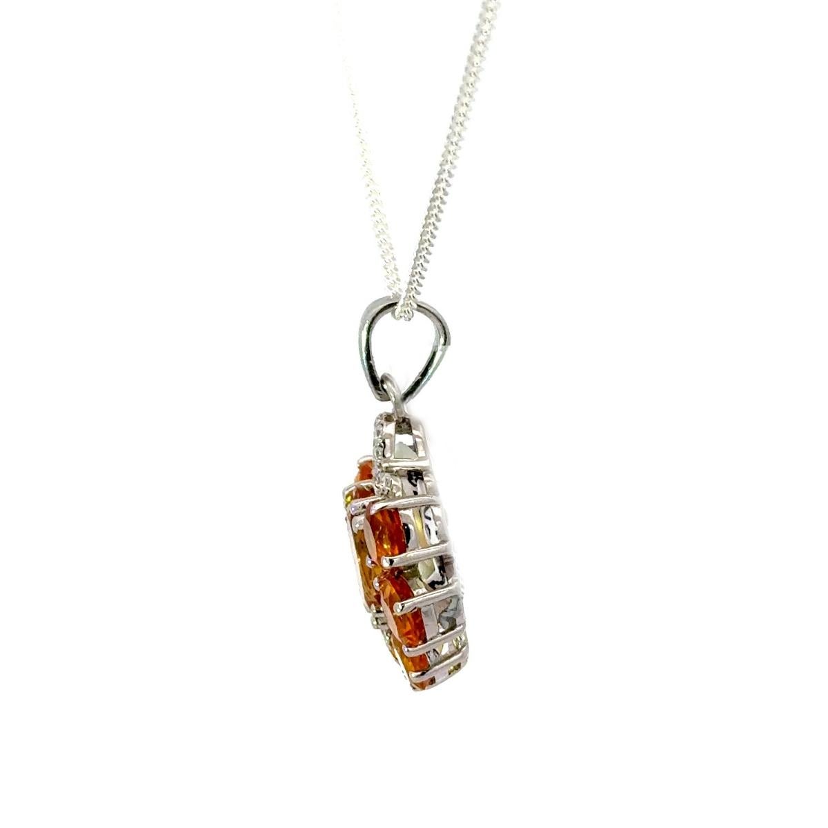 Ciondolo a forma di fiore di citrino naturale da 6,45 carati in argento 925 di Silvorra in stile Art Deco. in vendita 1