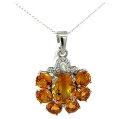 Ciondolo a forma di fiore di citrino naturale da 6,45 carati in argento 925 di Silvorra in stile Art Deco.