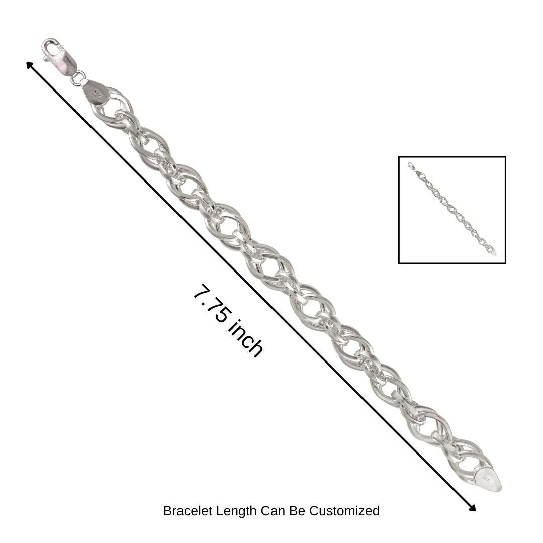 Silvorra Pulsera Unisex de Plata 925 Estilo Art Decó con Cadena Trenzada para Regalos en venta 7
