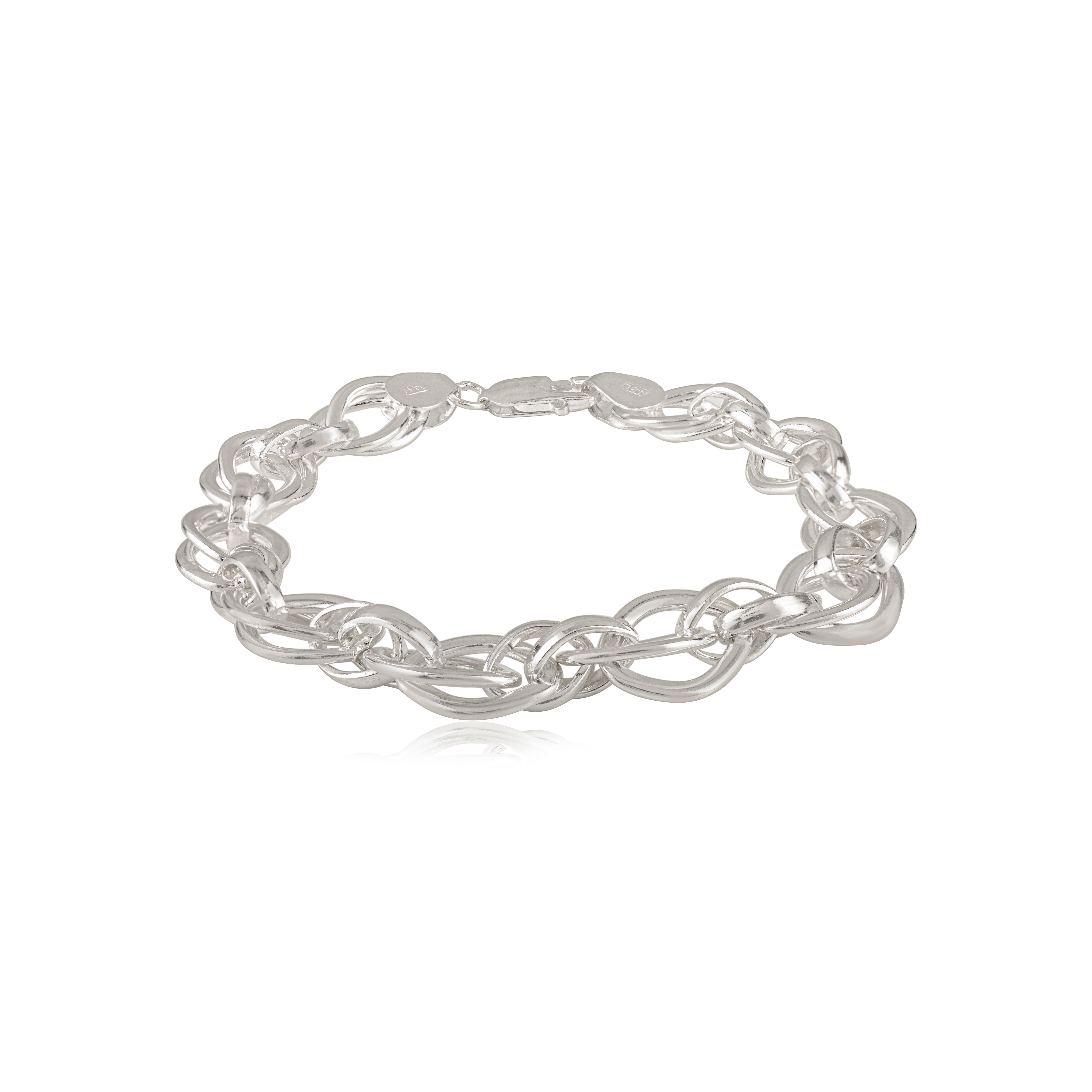 Silvorra Pulsera Unisex de Plata 925 Estilo Art Decó con Cadena Trenzada para Regalos en venta 2