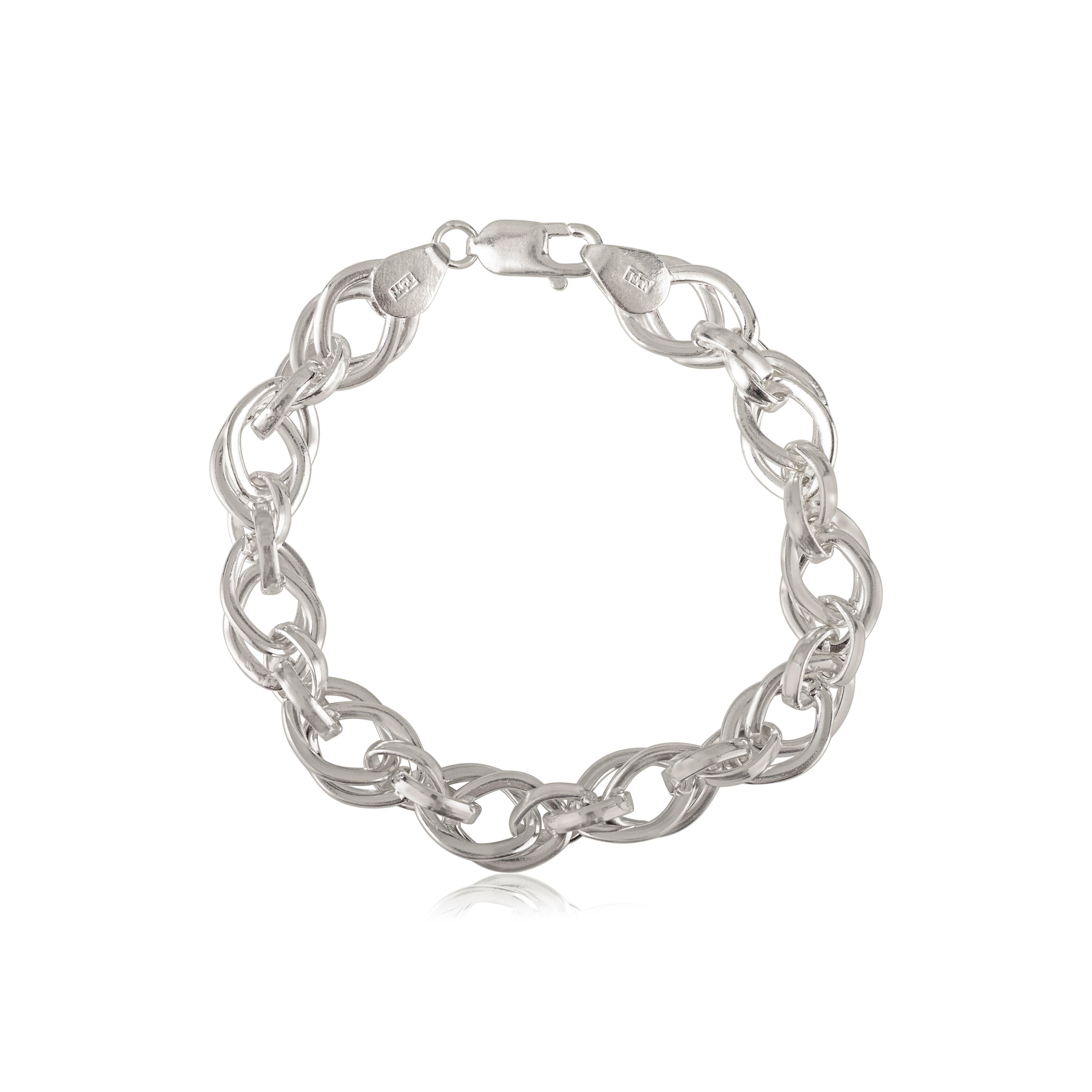 Silvorra Pulsera Unisex de Plata 925 Estilo Art Decó con Cadena Trenzada para Regalos en venta 4