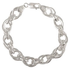 Silvorra Art Deco Style 925 Silver Twisted Curb Chain Unisex Bracelet for Gifts