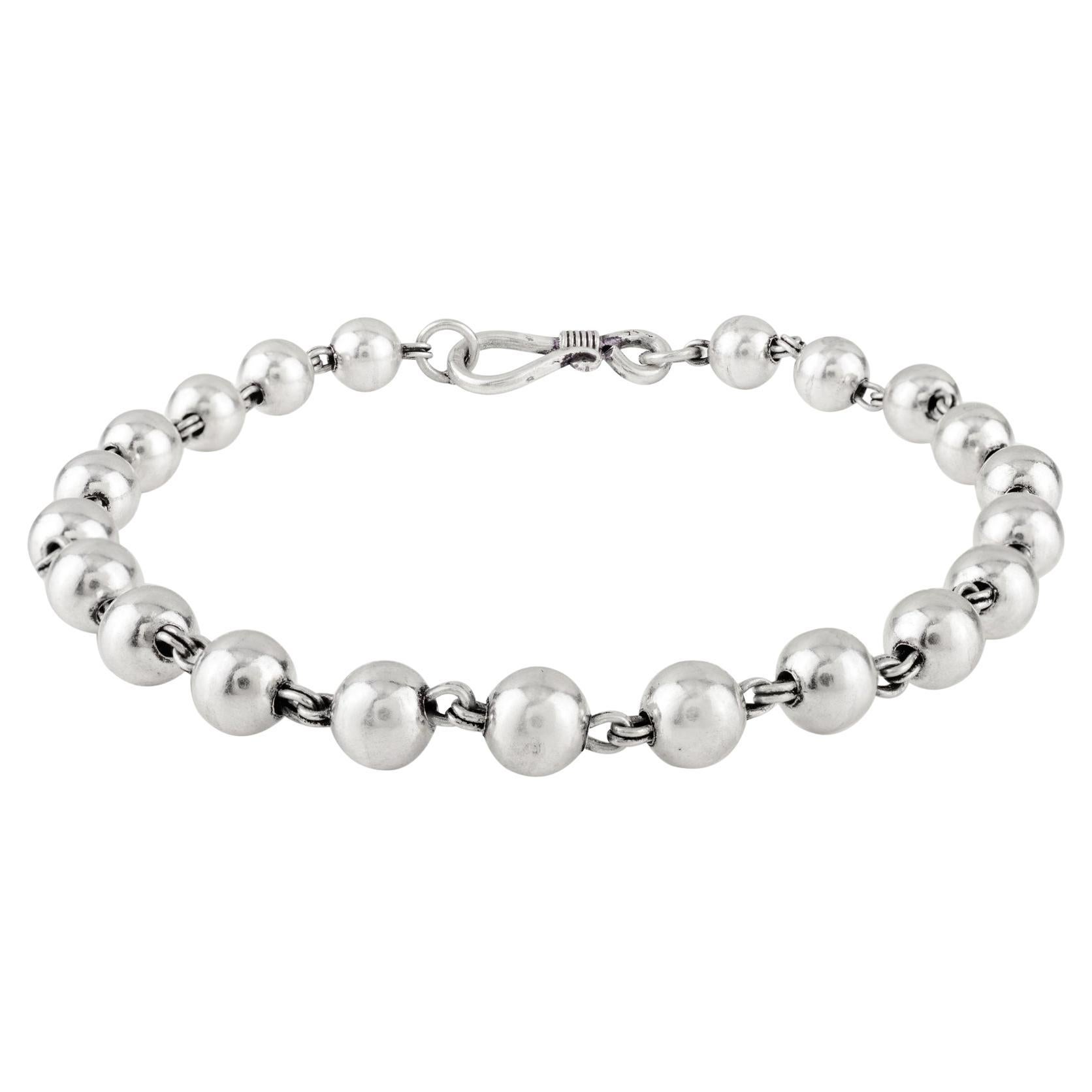 da uomo o donna Silvorra Bracciale a catena con perline in argento 925 in stile Art Deco per tutti i giorni in vendita