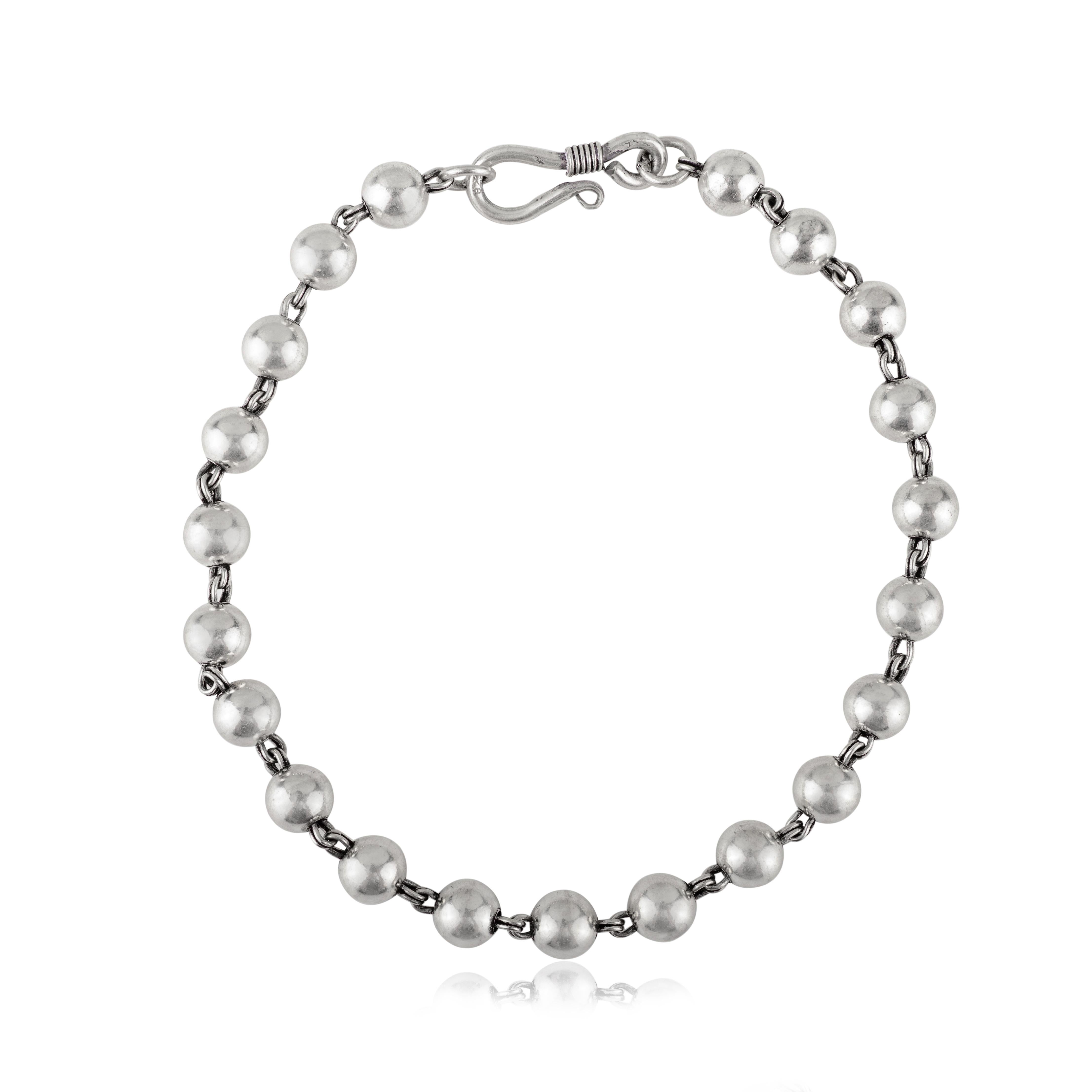 Silvorra Bracciale a catena con perline in argento 925 in stile Art Deco per tutti i giorni in vendita 2
