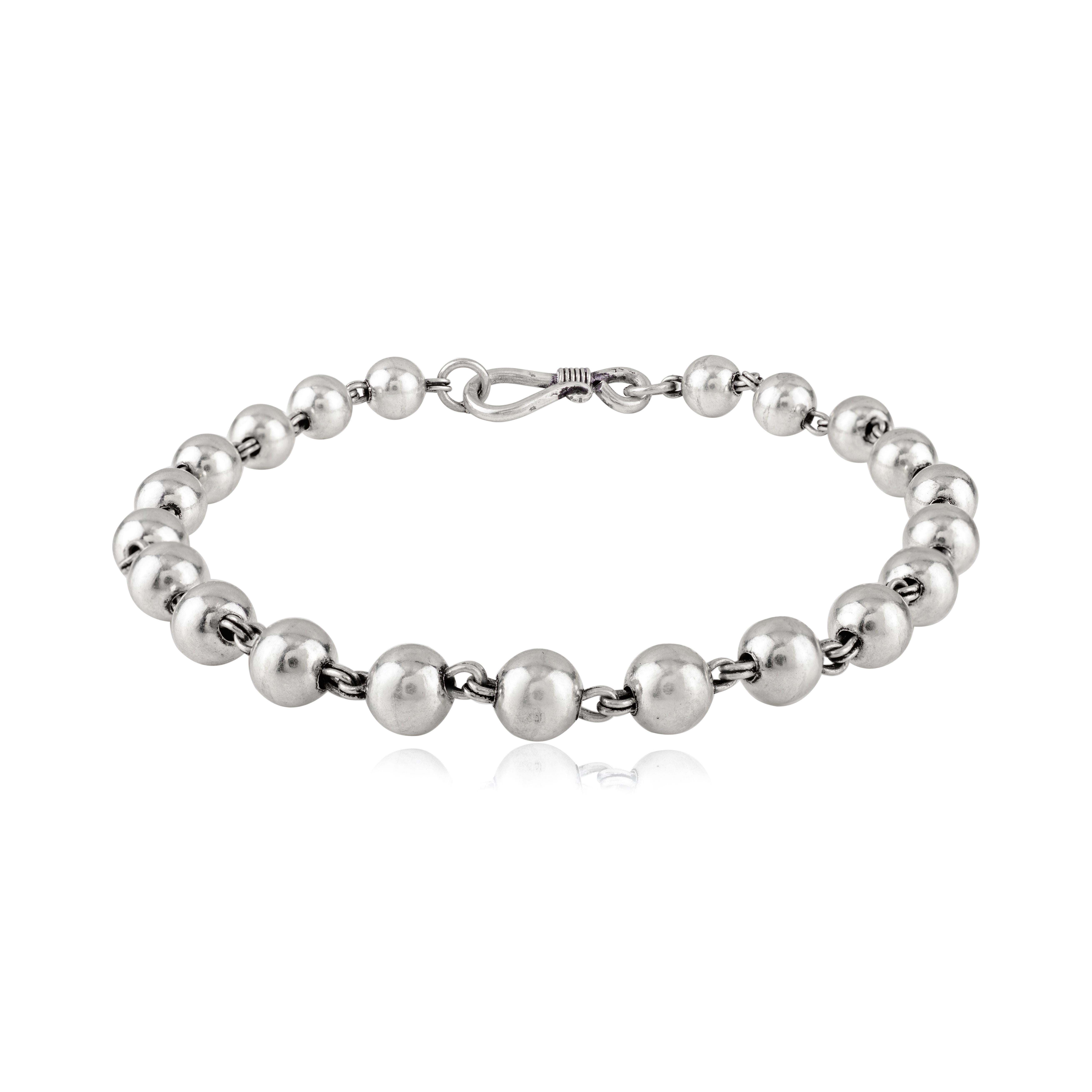 Silvorra Bracciale a catena con perline in argento 925 in stile Art Deco per tutti i giorni in vendita 4