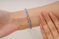 Silvorra Art Nouveau Pulsera de tenis de tanzanita de 10,6 quilates en plata de ley