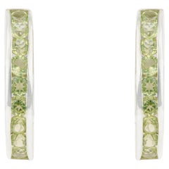 Silvorra August Birthstone Peridot Half Hoop Earrings in Solid Silver for her
