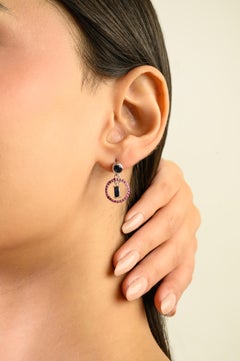 Silvorra Orecchini a cerchio con zircone blu e rosa in argento Regalo d'affetto