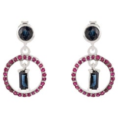 Silvorra kreisförmige Halo blau 
rosa Zirkon Silber Tropfen Ohrringe Geschenk der Zuneigung