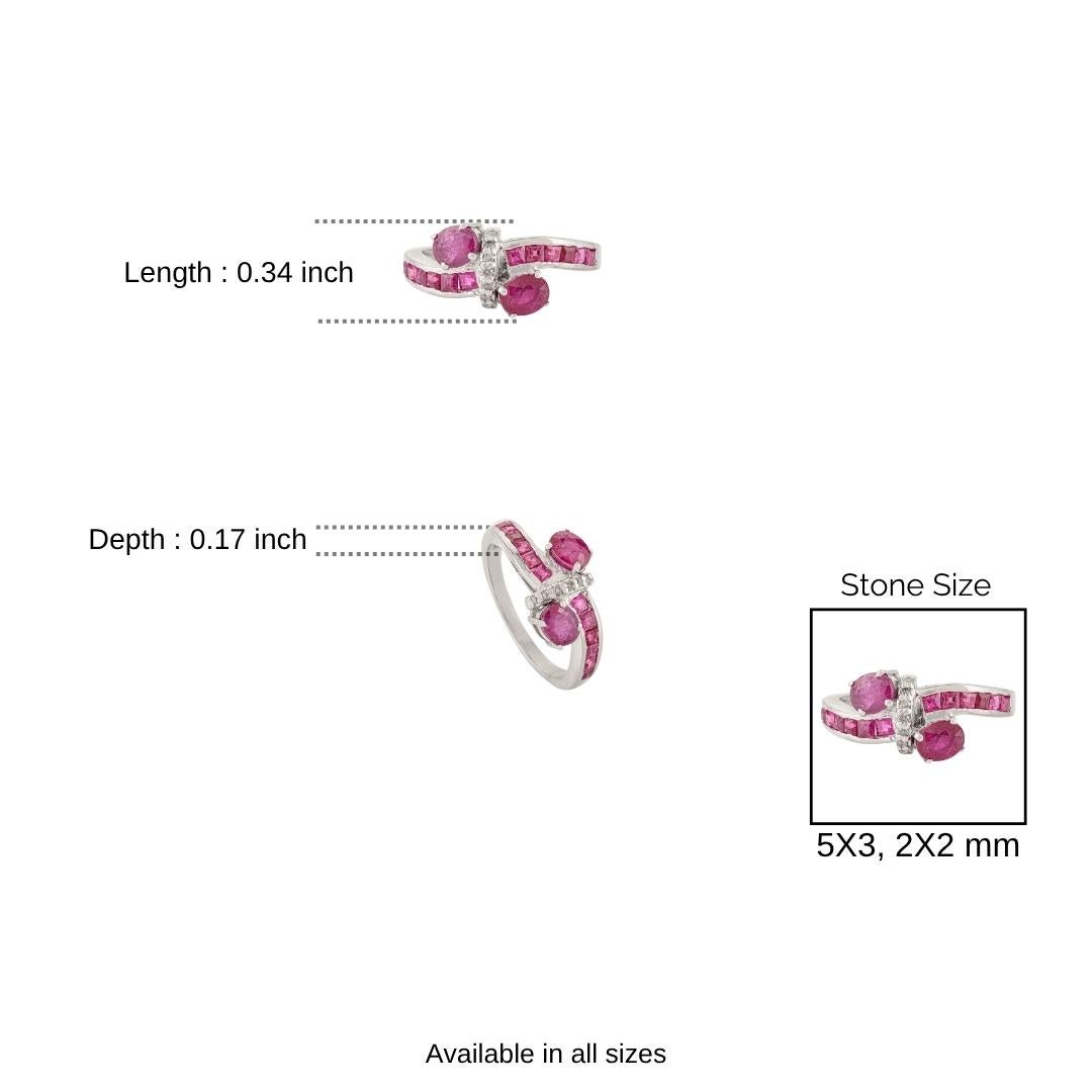 Im Angebot: Silvorra Classic 3,25 Karat Rubin & Diamant Bypass Ring in massivem 925 Sterling Silber () 10