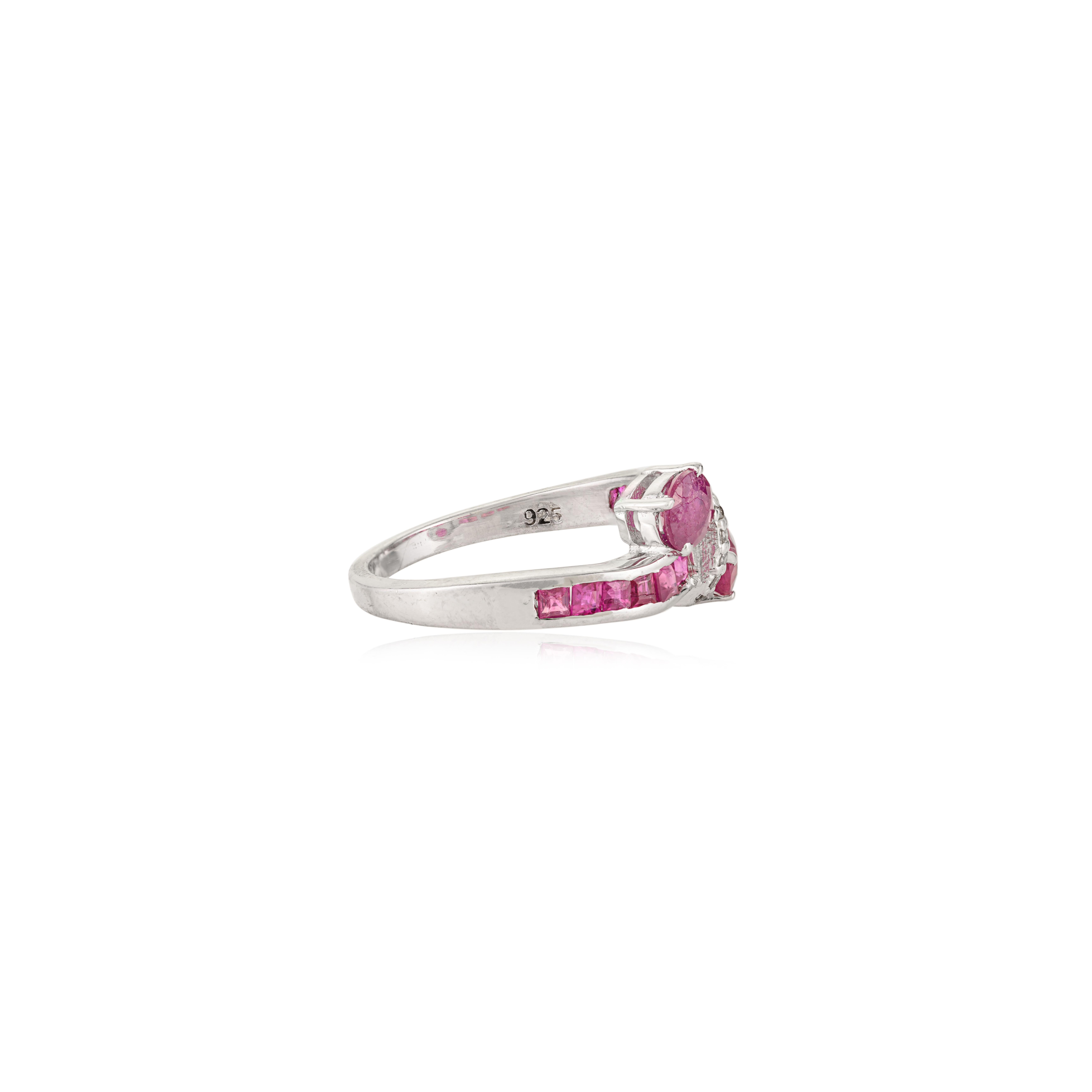 Im Angebot: Silvorra Classic 3,25 Karat Rubin & Diamant Bypass Ring in massivem 925 Sterling Silber () 5