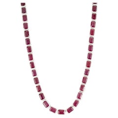 Silvorra Collar Clásico de Línea de 40,41 Toneladas de Rubí Natural para Mujer en Plata 925