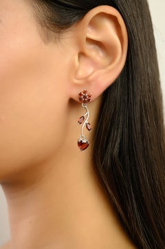 A Silver 925 Boucles d'oreilles pendantes en Argent 925 grenat foncé Cadeau de Noël