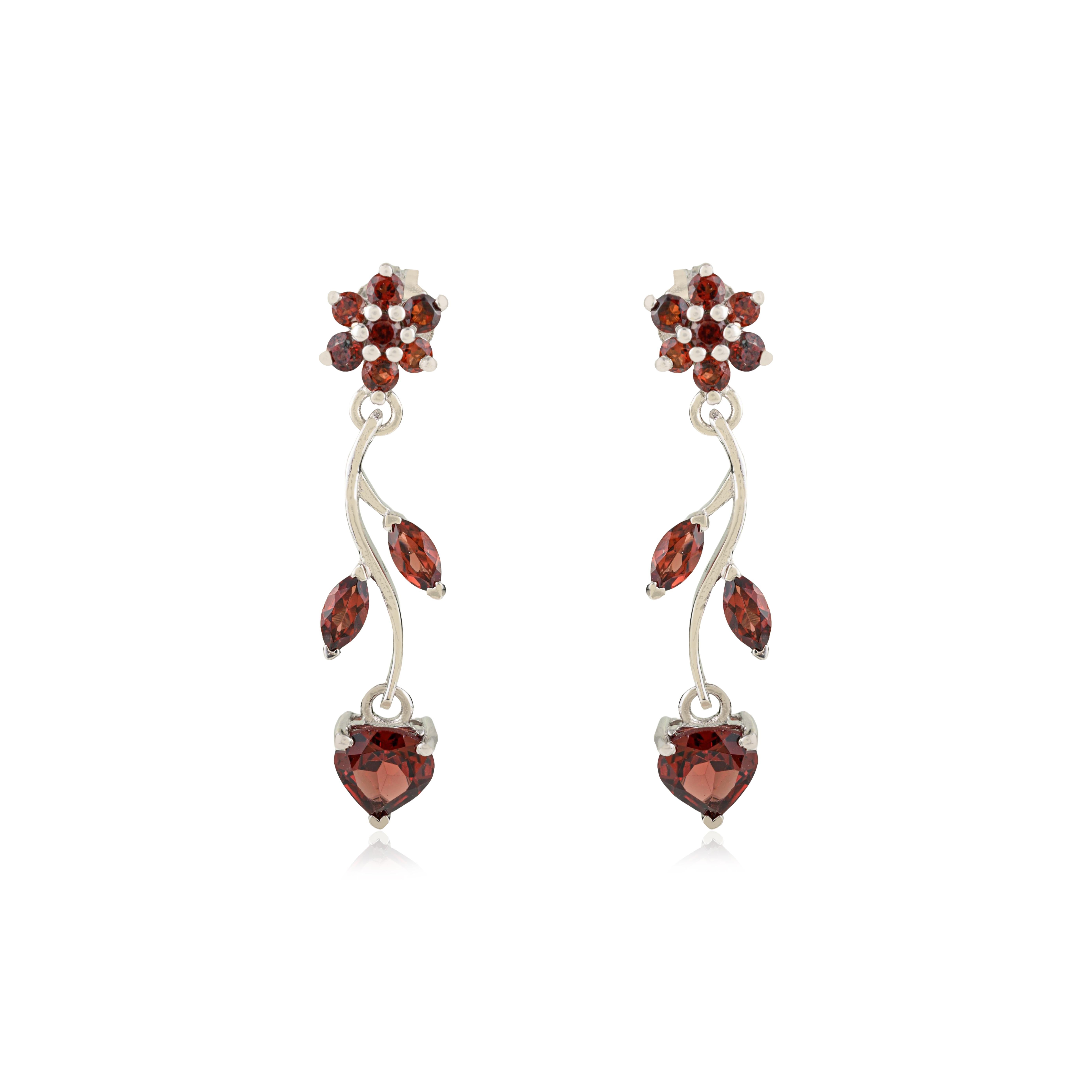 A Silver 925 Boucles d'oreilles pendantes en Argent 925 grenat foncé Cadeau de Noël en vente 1