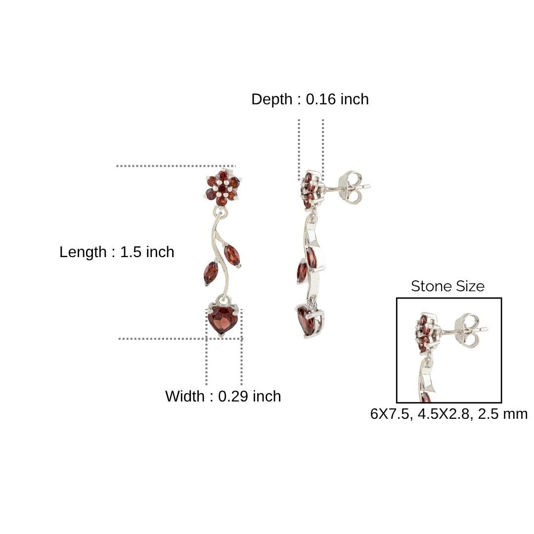 A Silver 925 Boucles d'oreilles pendantes en Argent 925 grenat foncé Cadeau de Noël en vente 3