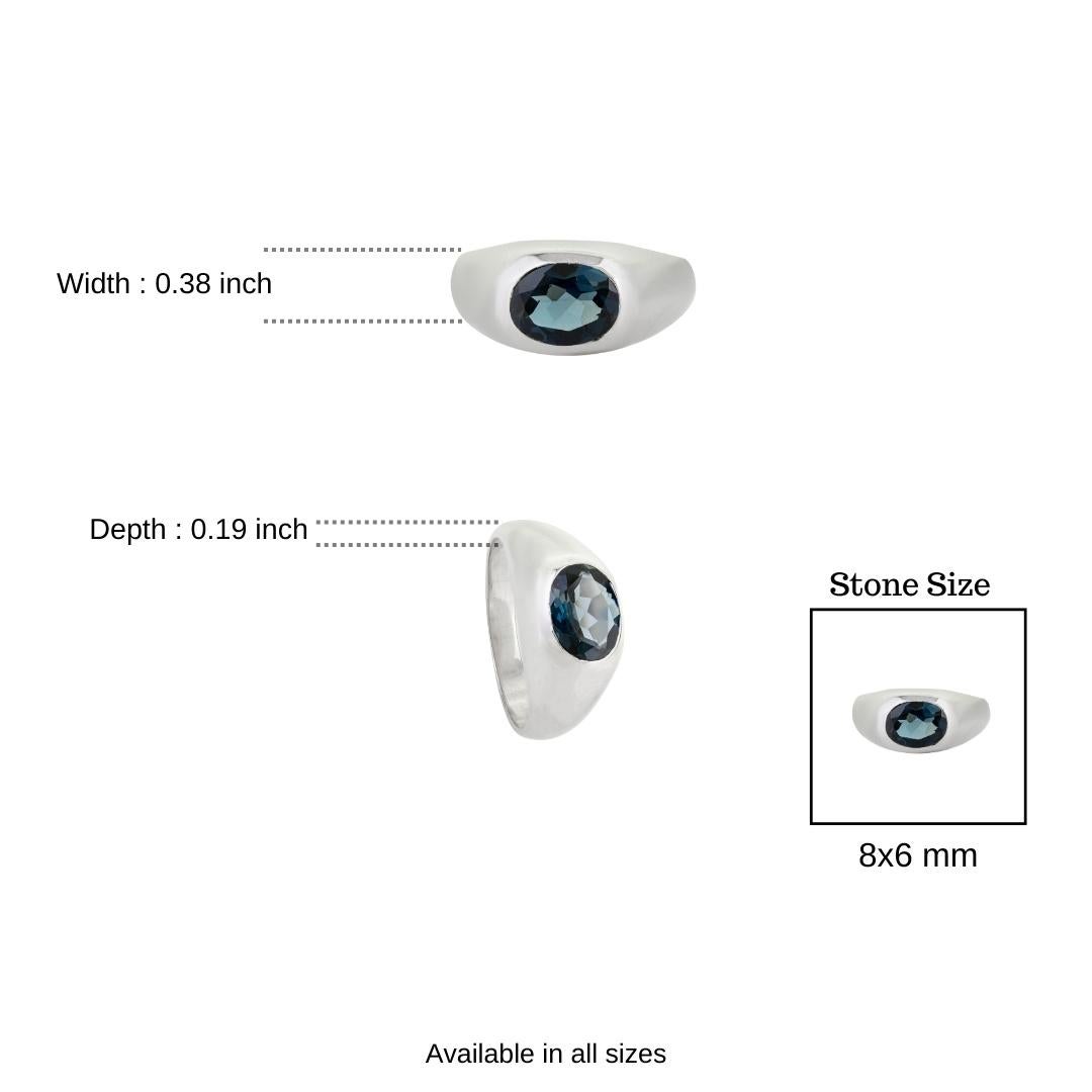 For Sale:  Silvorra Classic 925 Sterling Silver 2.4 Ct London Blue Topaz Cocktail Dome Ring 11