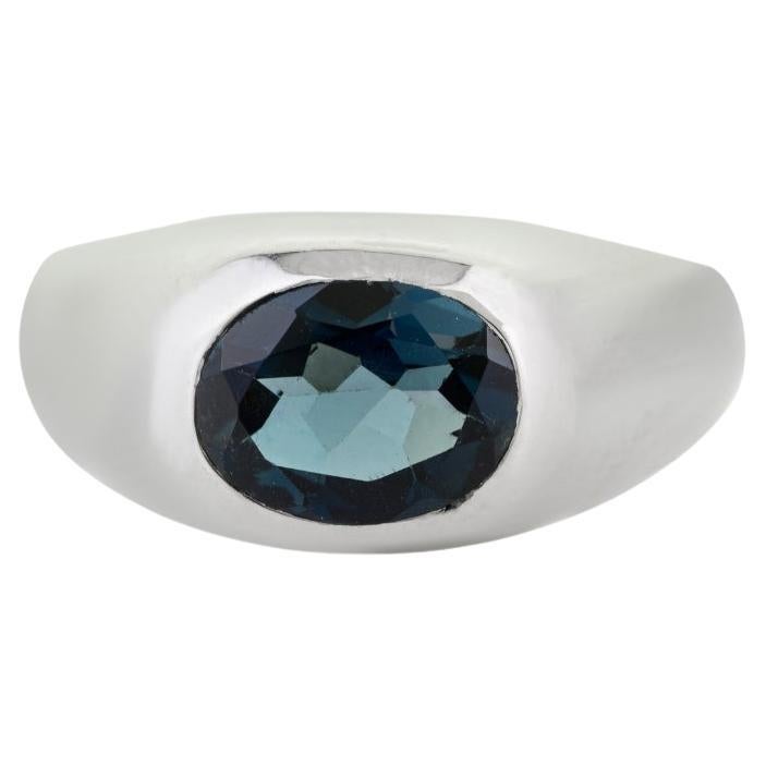 For Sale:  Silvorra Classic 925 Sterling Silver 2.4 Ct London Blue Topaz Cocktail Dome Ring