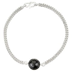 Silvorra Classic Black Star Single Stone Armband in 7 Zoll 925 Silber Kette