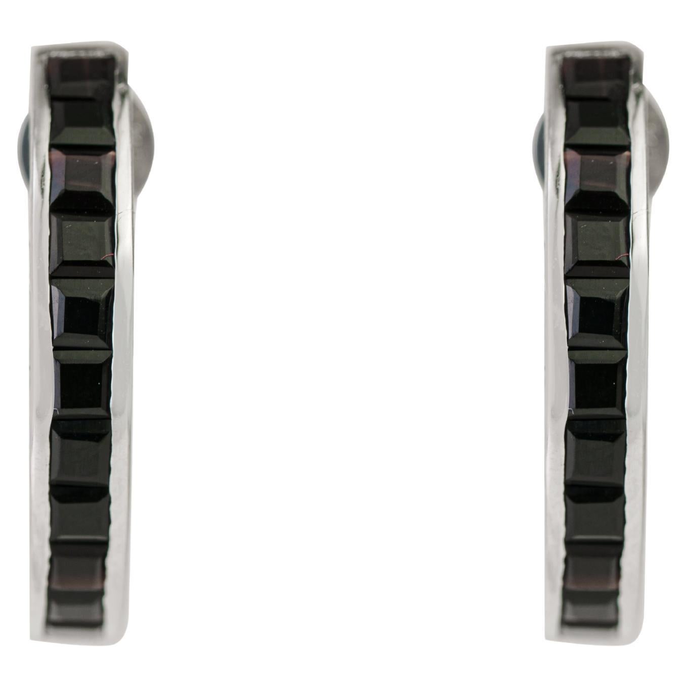 Silvorra Classic Midnight Black Onyx Bar Earrings in 925 Sterling Silver for her