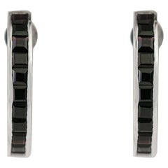 Silvorra Classic Midnight Black Onyx Bar Earrings in 925 Sterling Silver for her